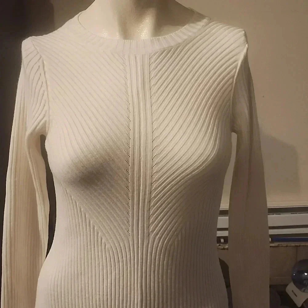 ELIE TAHARI RIBBED CASHMERE BLEND A LINE DRESS SIZE S - Picture 3 of 5